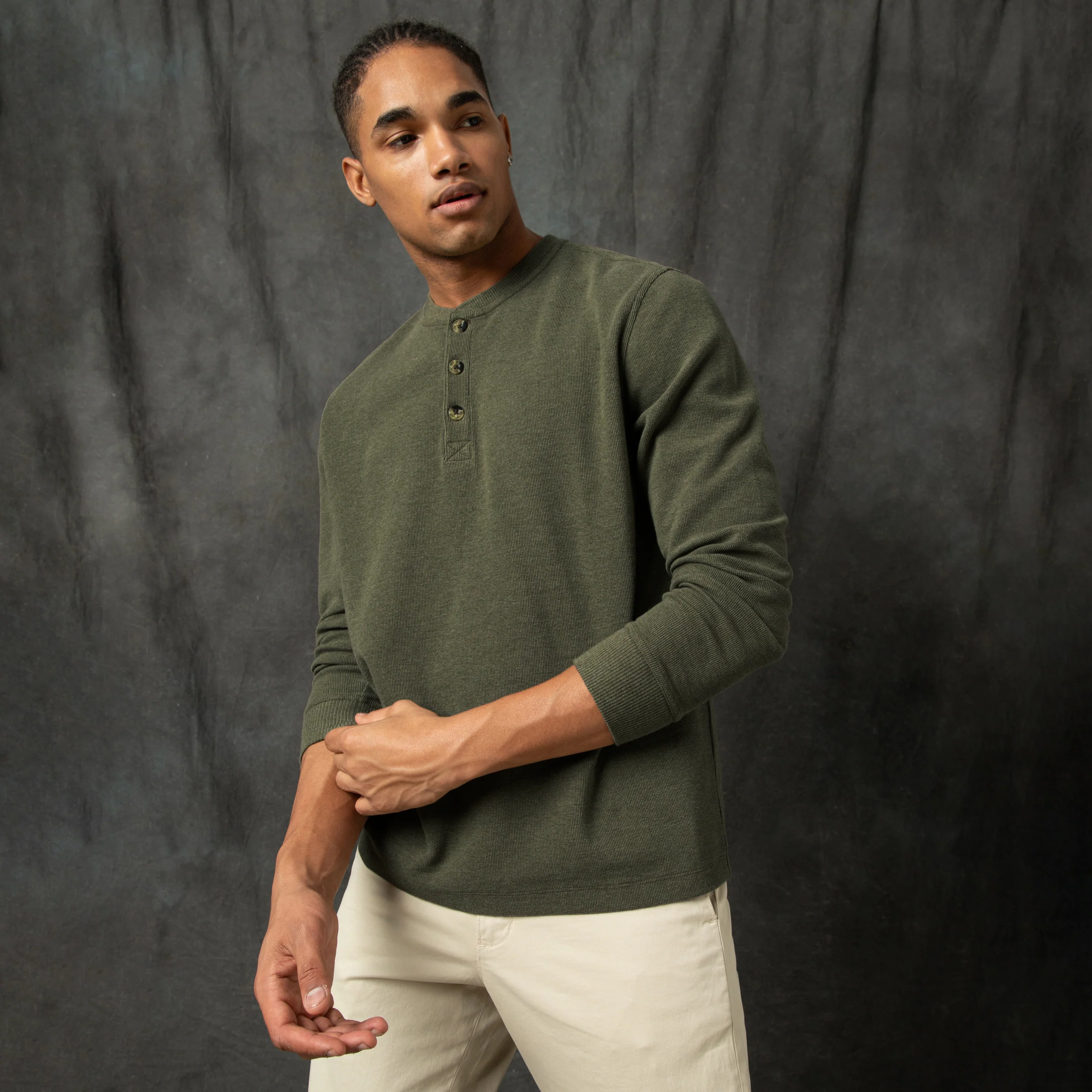 Waffle Knit Henley - Image 4